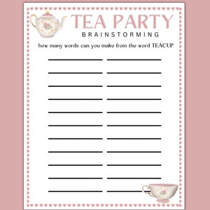 Tea Party Games Bundle - Printable Tea Party Games - Tea Party Favors ...