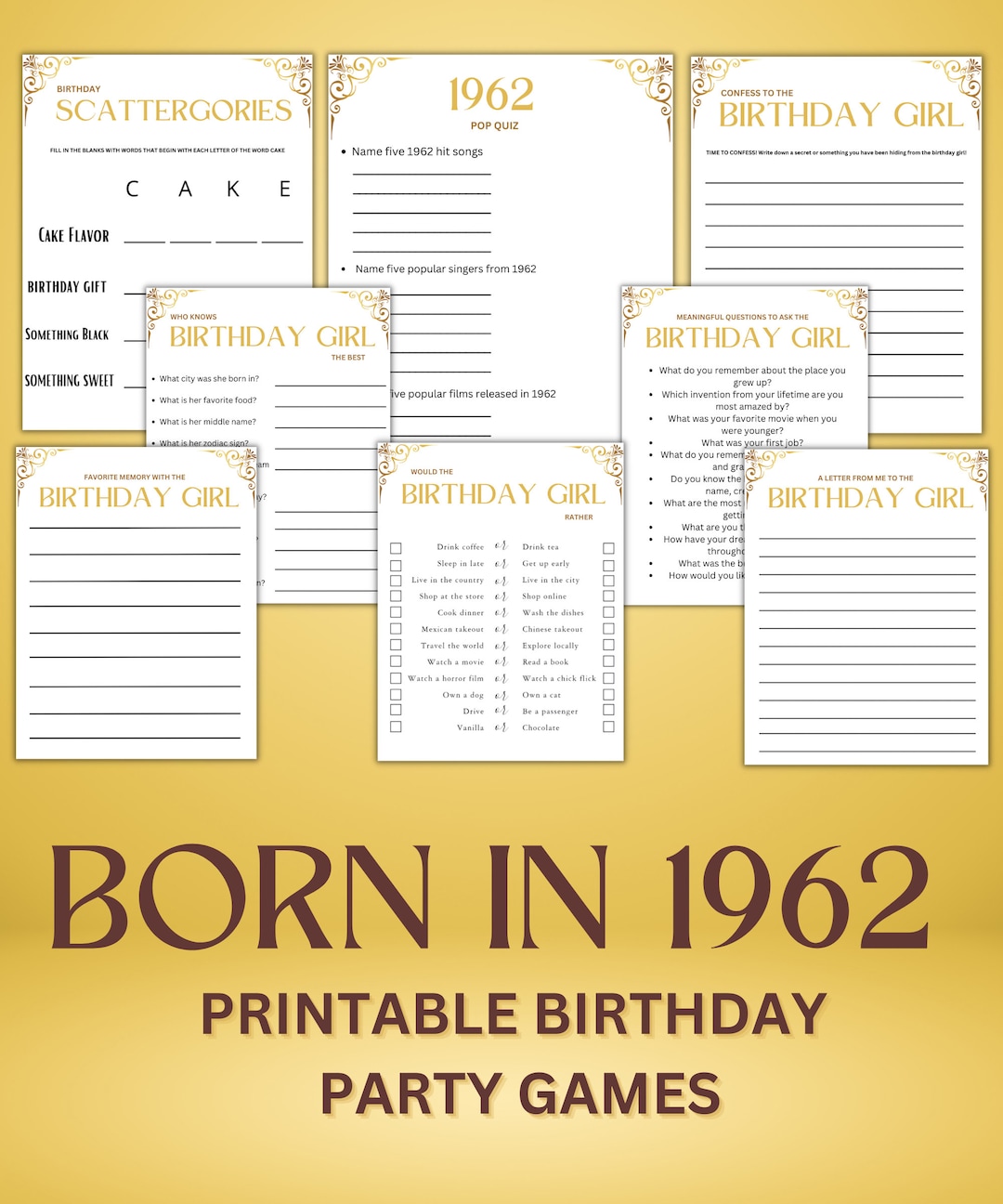 Printable 60th Birthday Party Games 60th Birthday Games Born in 1963 ...