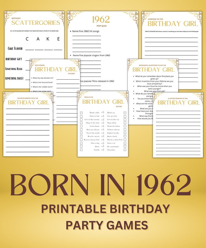 Printable 60th Birthday Party Games 60th Birthday Games Born in 1963 ...