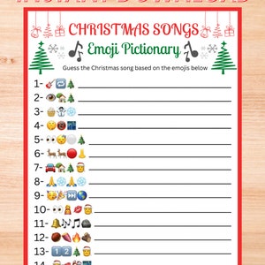 Christmas Emoji Pictionary - Christmas Printable Party Games - Friendsmas Games - Christmas Game for Kids and Adults - Instant download
