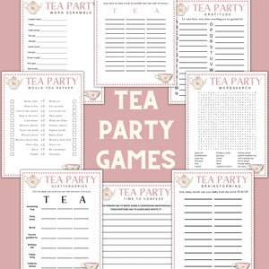 Tea Party Games Bundle - Printable Tea Party Games - Tea Party Favors -Afternoon tea Downloaded- Garden Tea Party Activity -Instant Download