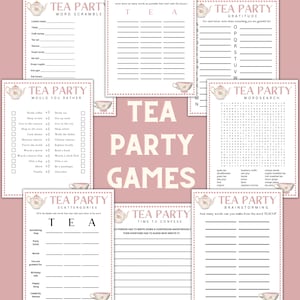 Tea Party Games Bundle - Printable Tea Party Games - Tea Party Favors -Afternoon tea Downloaded- Garden Tea Party Activity -Instant Download