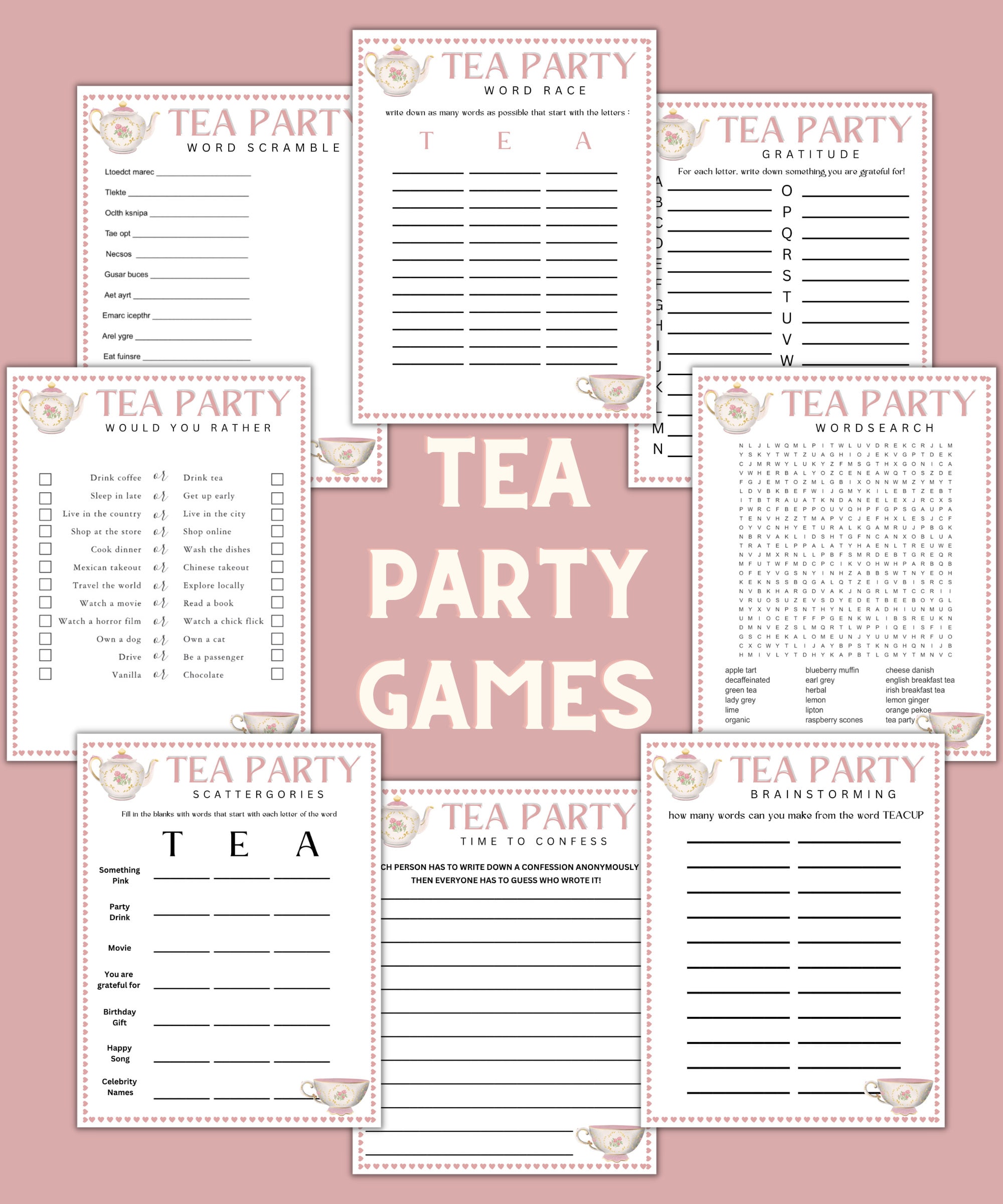 tea-party-games-bundle-printable-tea-party-games-tea-party-etsy