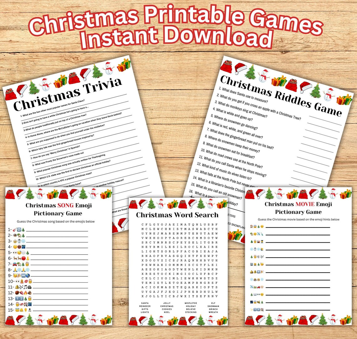 Printable Christmas Party Games Bundle - Christmas Trivia - Christmas ...