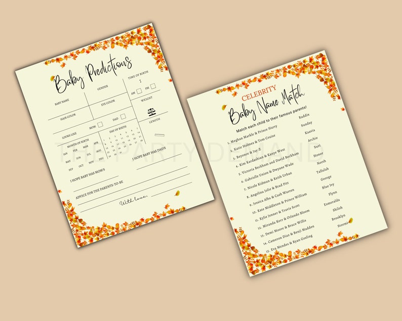 Fall Baby Shower Games Baby Shower Printable Games - Etsy