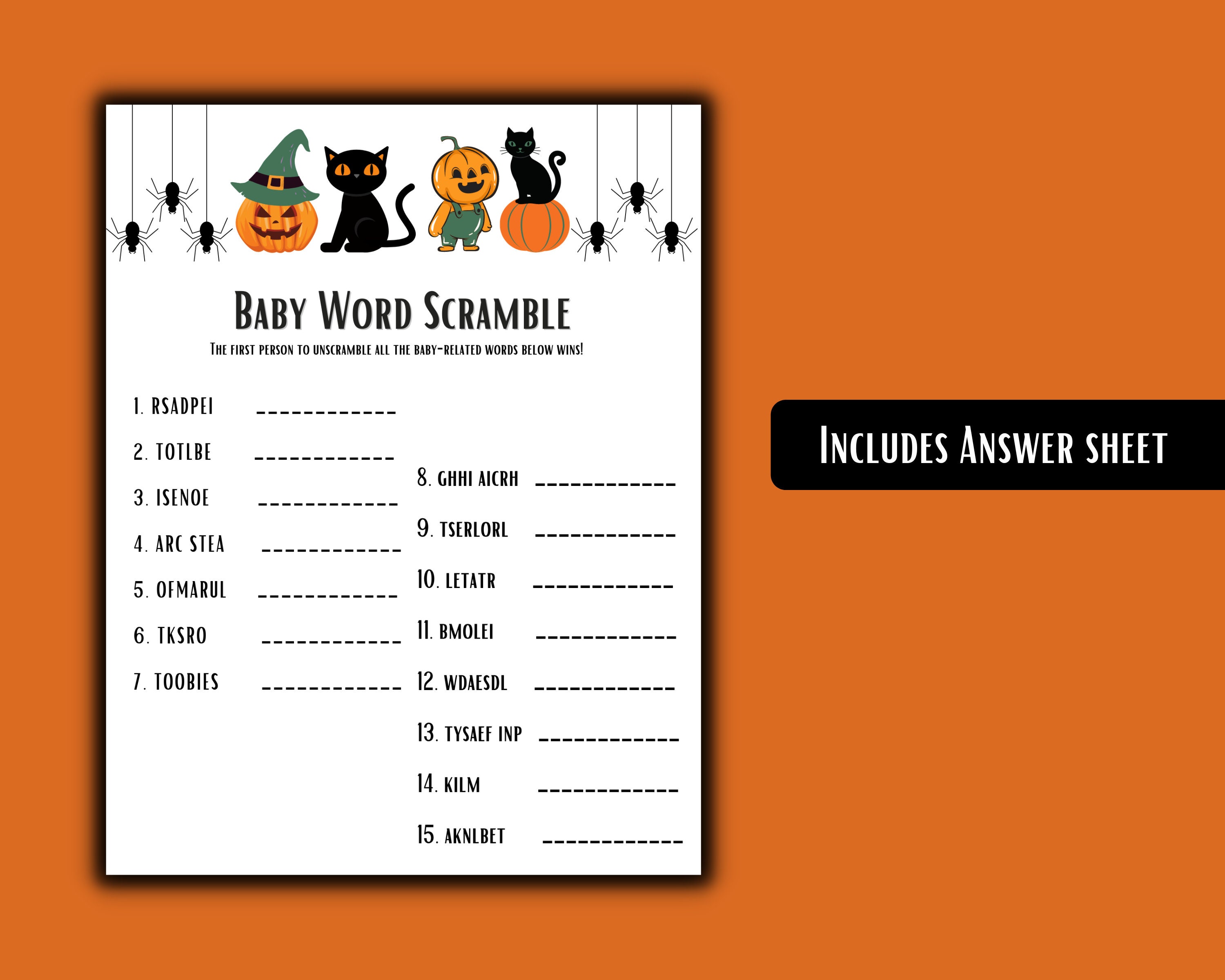 Halloween Baby Shower Games Bundle - Set of 8 Halloween Printable Games