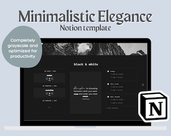 Minimalist Notion Planner Dashboard for Balanced Productive Life Aesthetic Digital Planning Black and White Simple Clean Elegant
