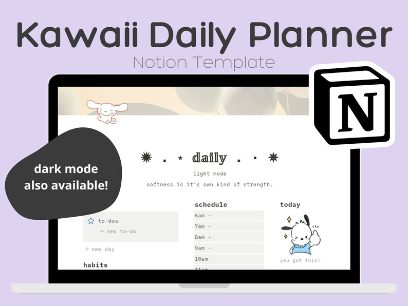 Cute Aesthetic Notion Template for Daily Planning Digital Etsy
