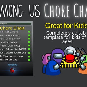 Among Us Printable Chore Chart Kids Checklist Editable Routine To-Do List for Children After School at Home