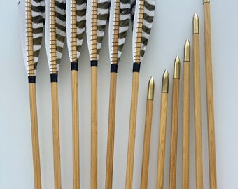 60-65# spine, 125 Grain Brass Points (Hand Polished), Parallel Douglas Fir wood arrows, (set of 6pc)