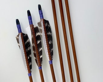 55-60# spine, Parallel Douglas Fir arrows, (set of 3), 125 Grain Brass Points (Hand Polished)