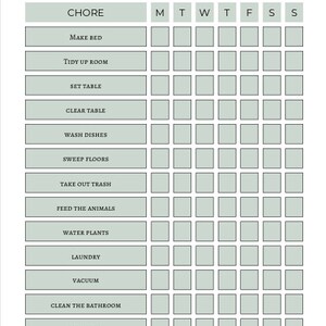 Chore Chart | Kids Chore Chart | Responsibility Chart | Printable Chore Chart for Kids |