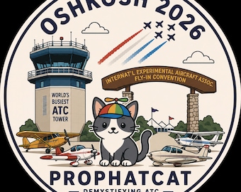 Oshkosh 2026 Aviation Sticker | PropHatCat Vinyl Decal | World's Busiest ATC Tower