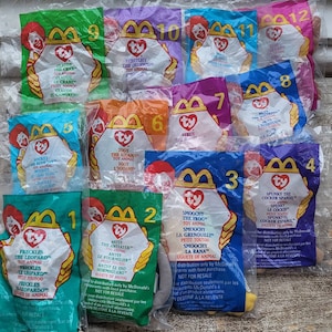 Complete 1999 Teenie Beanie Babies with Original Happy Meal Bag
