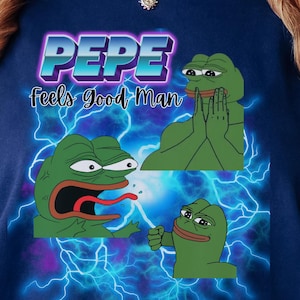 90s y2k aesthetic, Pepe Meme T-Shirt | Feels Good Man, PUMP COVER, Funny Gift for Meme Lovers, Casual Summer Style, Unique Collectible Shirt