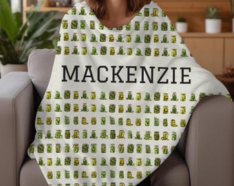 Custom Pickle Blanket for Pickle Lover Personalized Throw Blanket for Housewarming Funny Pickle Gift for Dill Lover Blanket for Foodie