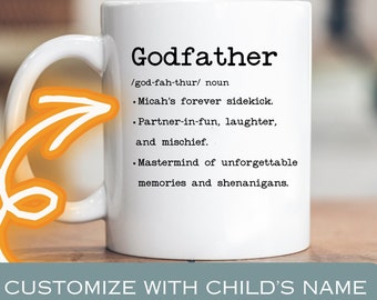Personalized Godfather Definition Mug for Godmother Custom Baptism Proposal Gift Idea for Godmother Thoughtful Keepsake Present to Godparent