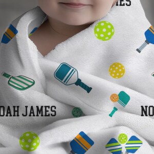 Personalized Pickleball Blanket for Baby Girl Pickleball Baby Shower Gift Idea for Baby Boy Custom Name Crib Blanket for Pickleball Lover