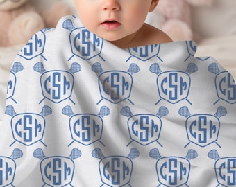 Personalized Lacrosse Baby Blanket for Lacrosse Baby Shower Gift Idea Monogrammed Baby Name Blanket for Baby Boy Stroller Blanket for Girl