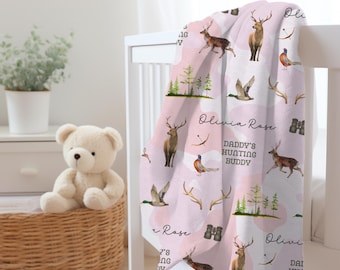 Personalized Daddy's Future Hunting Buddy Baby Blanket for Deer Hunting Baby Blanket Shower Gift Idea for Baby Girl Camo Blanket for Boy