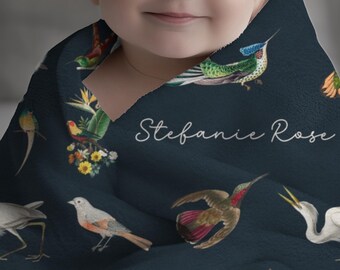 Custom Name Boho Baby Blanket for Boho Baby Shower Gift Idea for Boho Baby Girl Personalized Bird Baby Blanket Boho Baby Boy Blanket Gift