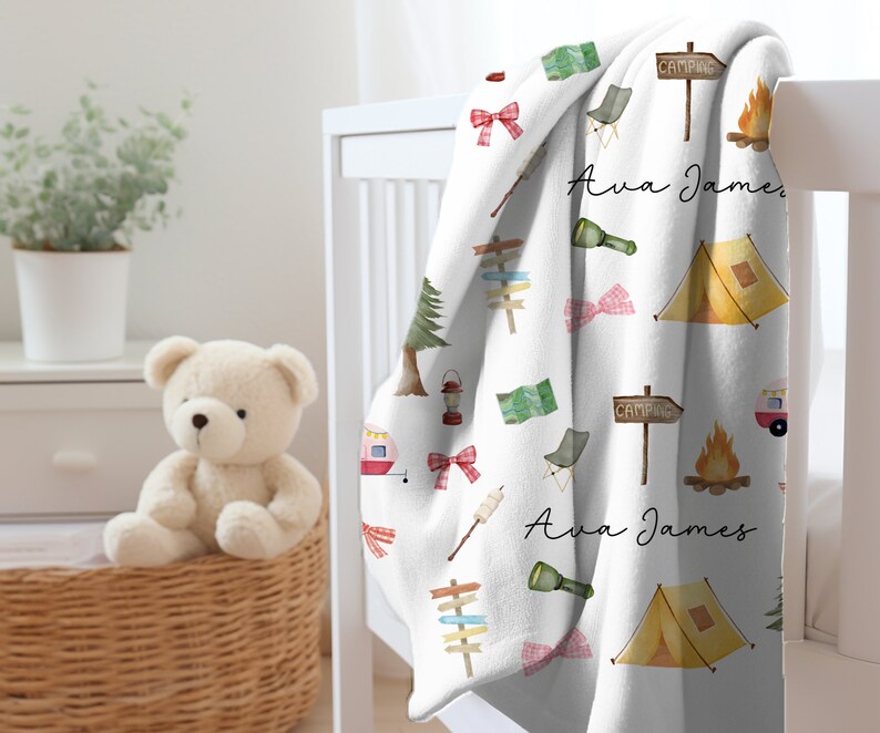Personalized Camping Blanket - Couple/Family with Up to 4 Kids - 2 Pets - Gift For The Whole Family main image 1