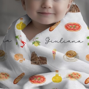 Custom Italy Baby Blanket for Italy Baby Shower Gift Idea for Baby Girl Personalized Italy Blanket for Italian Baby Shower