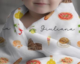 Custom Italy Baby Blanket for Italy Baby Shower Gift Idea for Baby Girl Personalized Italy Blanket for Italian Baby Shower