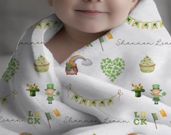 Custom Irish Baby Blanket for St. Patrick's Day Gift Idea for Shamrock Baby Blanket for Ireland Baby Gift Personalized Name Blanket