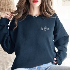 Bubble Tea Gift idea for Boba Lover EKG Sweatshirt with Heartbeat Gift Idea for Bubble Tea Enthusiast Sweater Funny Boba Tea Sweatshirt
