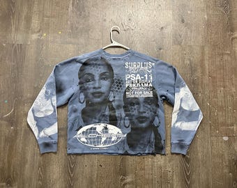 Custom Upcycled Reworked Screen Print sweathirt – Sade Adu, lauren hill