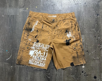 Carhartt – Screen Printed Shorts, Reworked Cut Off Shorts, One of a Kind Streetwear