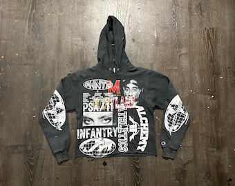 Custom Upcycled Reworked Screen Print hoodie – 2pac