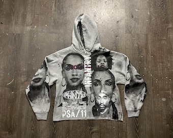 Custom Upcycled Reworked Screen Print hoodie – Sade Adu, 2pac