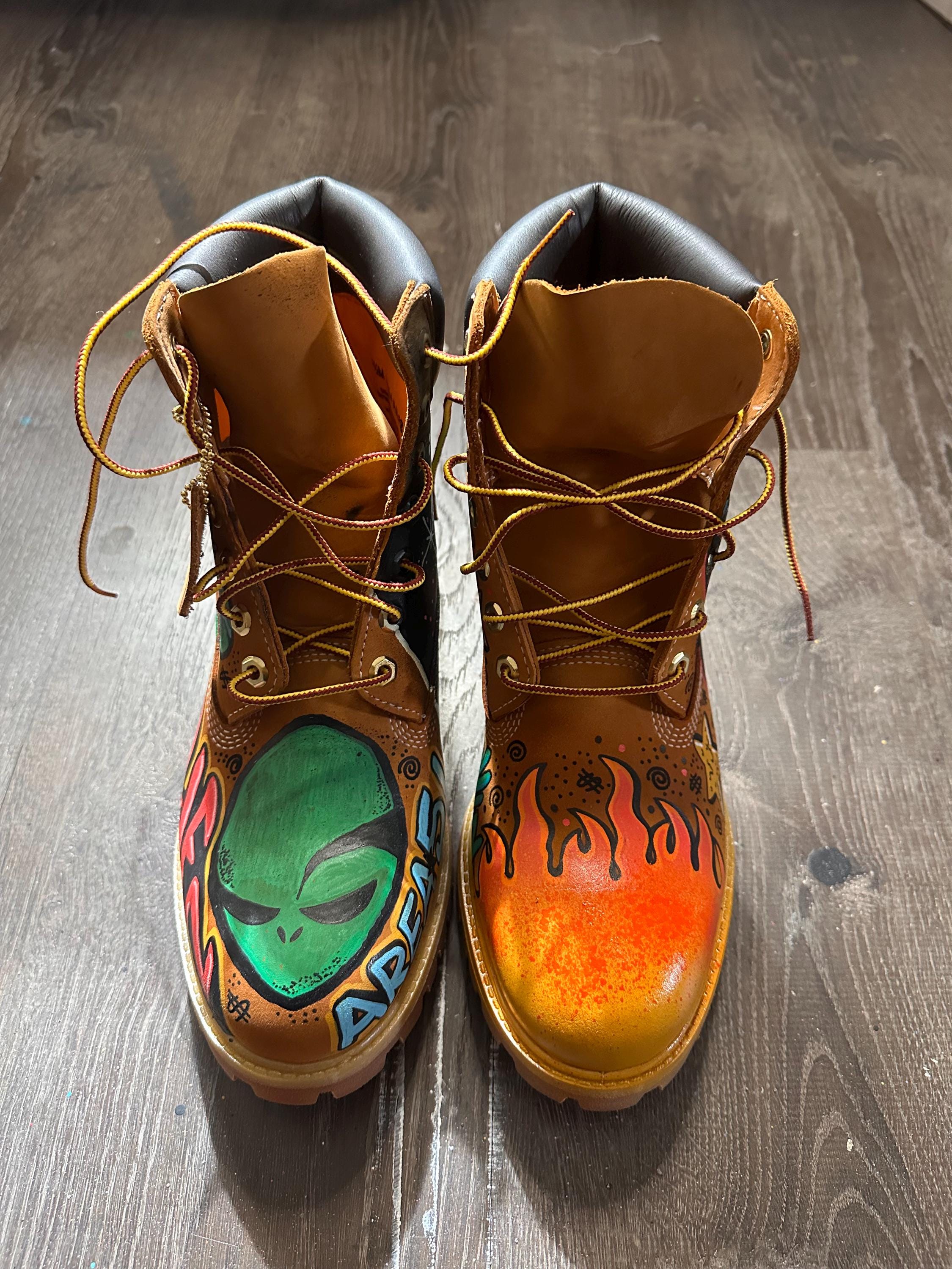 Handmade and hand painted boots one of a kind paint Handpainted Texan Leather Boots Selva – ONLINE main image 3