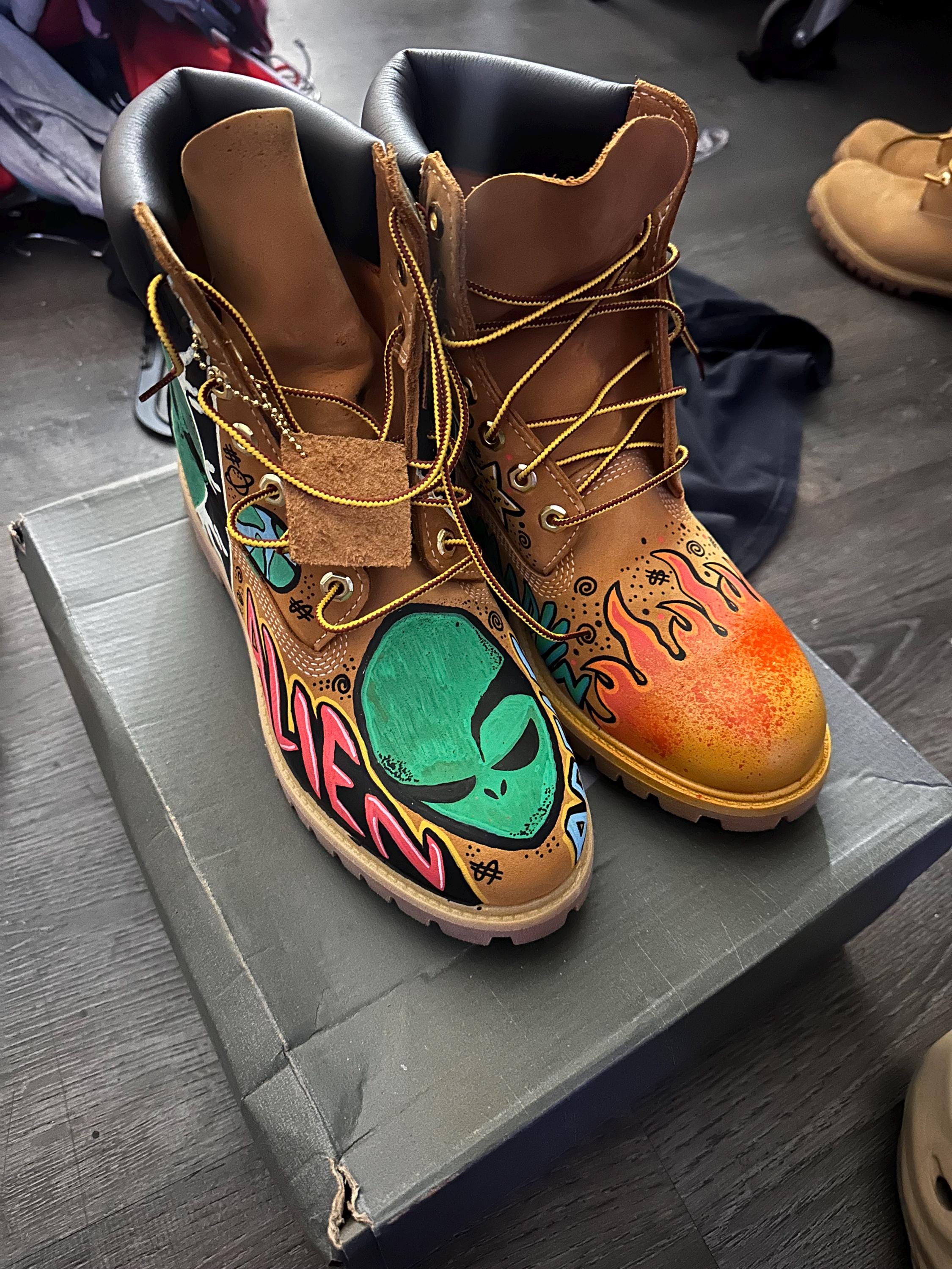 Hand Painted Abstract Boots – Custom Art Boots, One of a  display picture 1