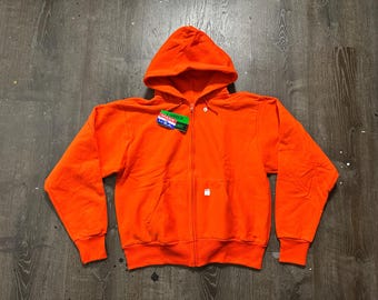 Vintage Camber Cross knit made in the USA full zip up orange hoodie sz. L BRAND NEW