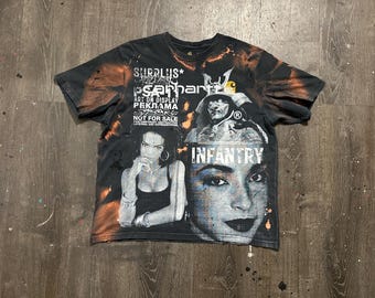 Carhartt Custom Upcycled Reworked Screen Print bleached T Shirt – Sade Adu, Lauren Hill, Black Samurai