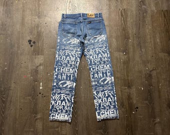 Levi’s 505 Reworked Screen Printed Jeans – Upcycled Custom Denim, One of a Kind Streetwear