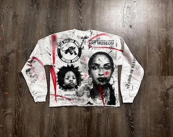 Custom Upcycled Reworked Screen Print sweatshirt – Sade Adu, black panther party