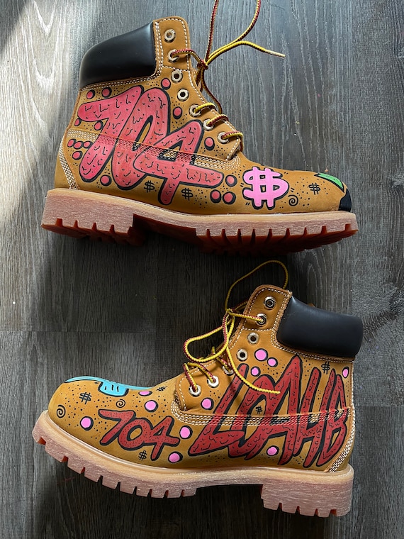 Handmade and hand painted boots one of a kind paint Hand Painted Abstract Boots – Custom Art Boots, One of a  main image 3