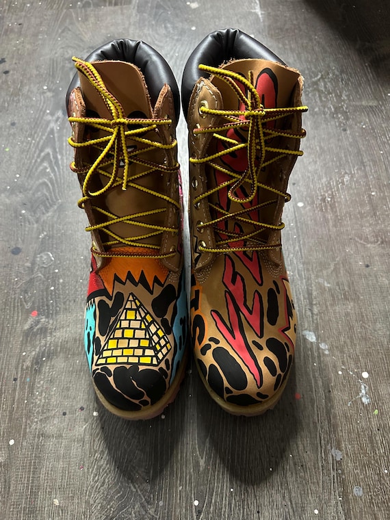 Hand Painted Abstract Boots – Custom Art Boots, One of a  display picture 1