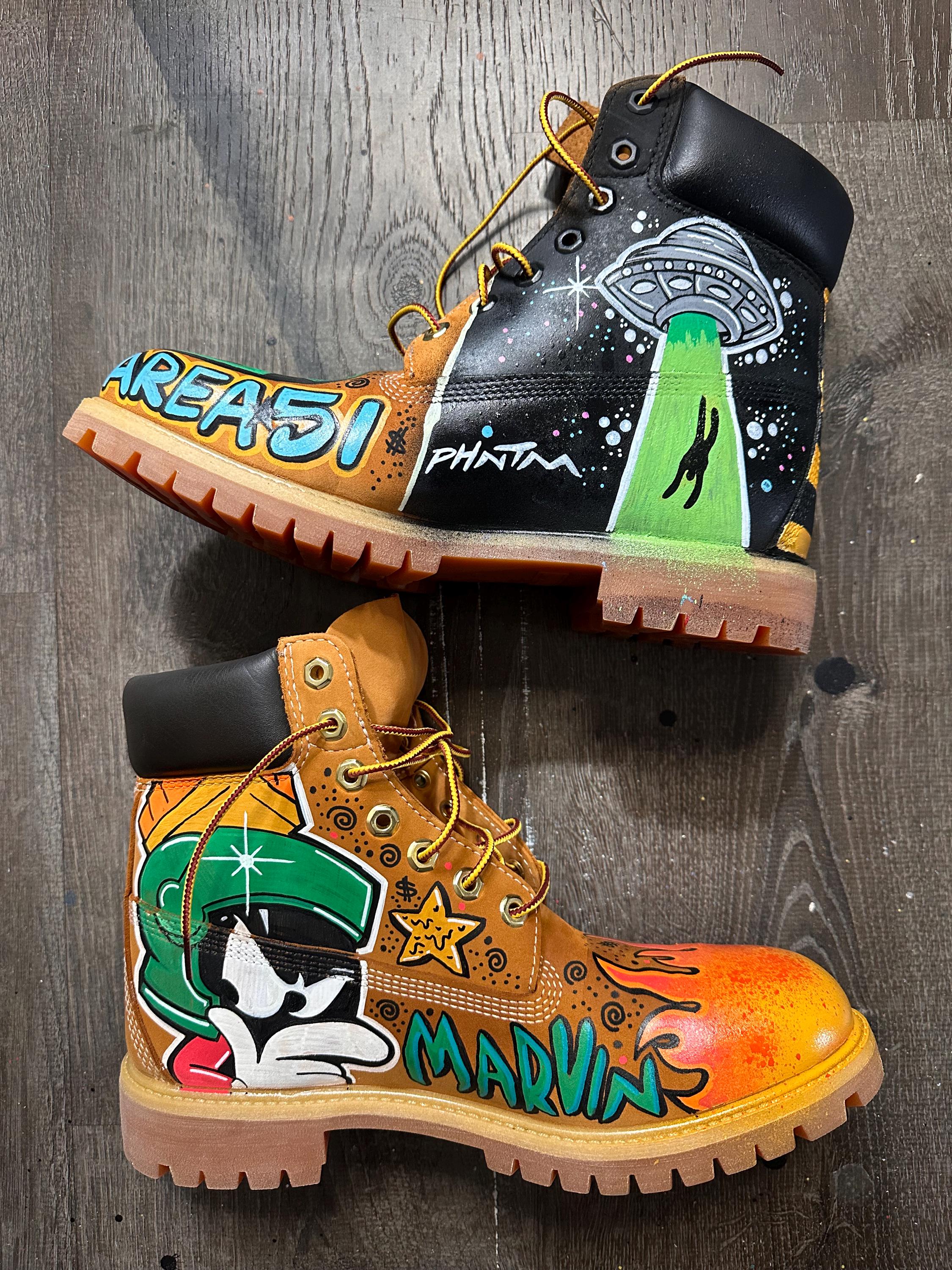 Handmade and hand painted boots one of a kind paint Handpainted Texan Leather Boots Selva – ONLINE main image 4
