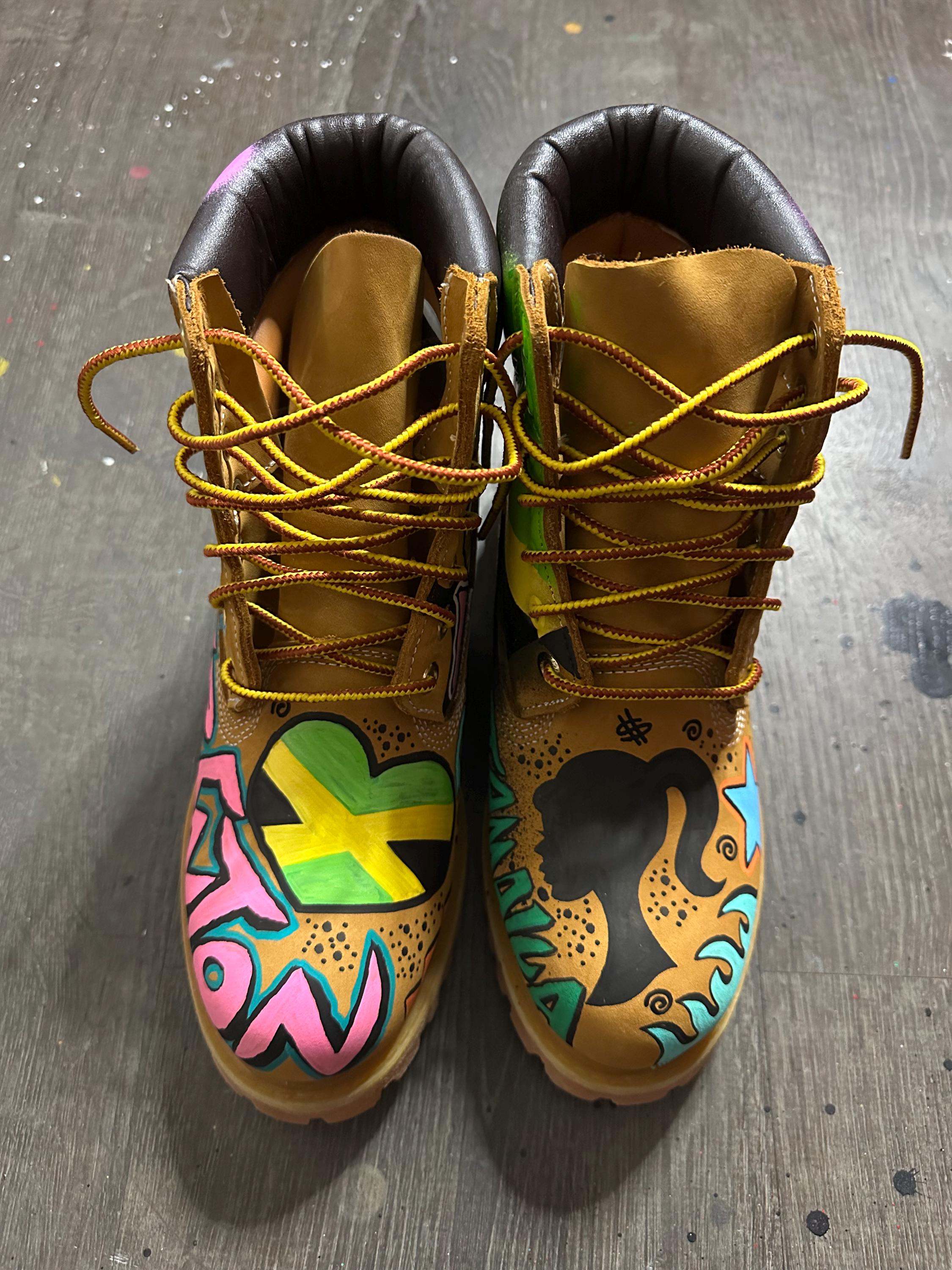 Custom Hand Painted Timberland 6 Inch Wheat Boots, One of a Kind ...
