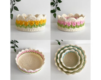 CROCHET PATTERN, Lottie and Lulu’s tulip stitch trinket tray, crochet organiser, quick and easy crochet gift, crochet project ideas