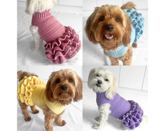 CROCHET PATTERN, Lottie and Lulu’s crochet dog dress, crochet dog sweater pattern, crochet dog tutu, pet jumper, crochet sweater dress, diy