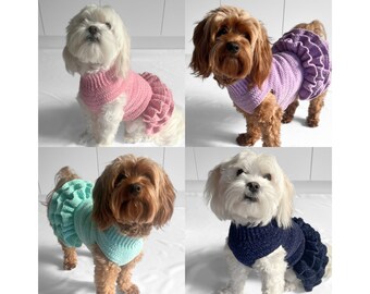 CROCHET PATTERN, crochet dog dress, dog sweater pattern, crochet tutu, crochet pet sweater, cat jumper, diy pet sweater, velvet sweater