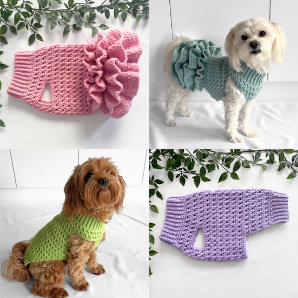 CROCHET PATTERN BUNDLE, crochet dog jumper, pet tutu, dog sweater pattern, crochet puppy dress, crochet pet sweater, crochet for pets, cat