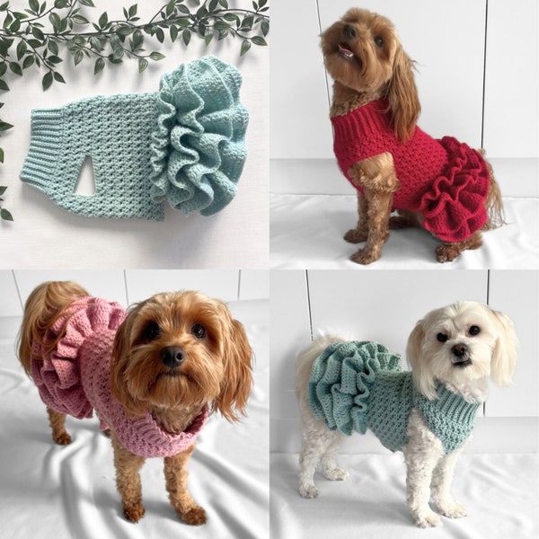 CROCHET PATTERN, crochet dog jumper, pet tutu, crochet dog sweater pattern, crochet puppy dress, crochet pet sweater, crochet for pets, cat