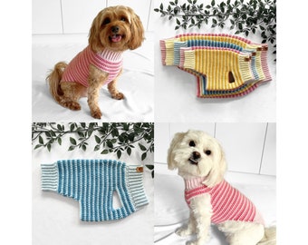 PATRÓN DE CROCHET, patrón de crochet suéter a rayas Lottie y Lulus, jumper para perros, suéter para perros a crochet, patrón de crochet para mascotas, descarga digital